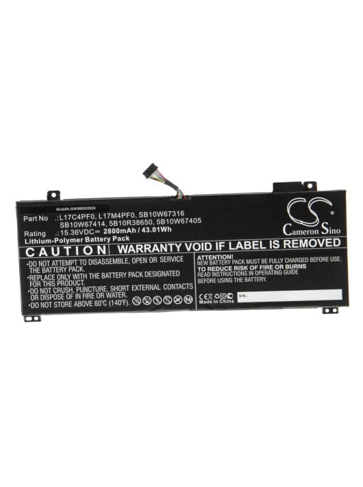 Notebook akkumulátor  Lenovo 5B10W67405, L17C4PF0, 5B10R38650 - 2800 mAh 15,36 V Li-polimerhez