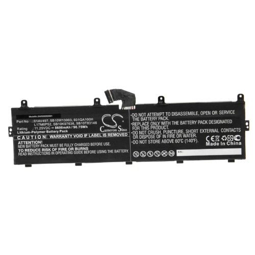 VHBW Notebook akkumulátor  Lenovo 01AV497, 01AV498, 5B10W13903, 931QA100H - 8600 mAh 11,25 V Li-polymer