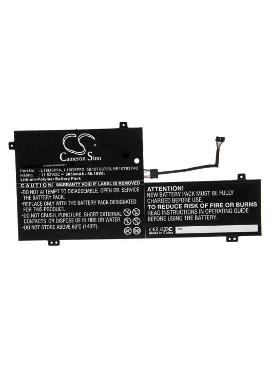 Notebook akkumulátor  Lenovo 5B10T83740, L18D3PF2, 5B10T83739 - 5050 mAh 11,52 V Li-polimerhez