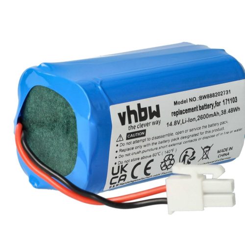 VHBW Battery for Mamibot 171103 - 2600 mAh, 14.8 V, Li-Ion