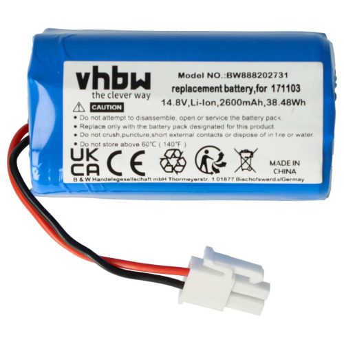 VHBW Battery for Mamibot 171103 - 2600 mAh, 14.8 V, Li-Ion