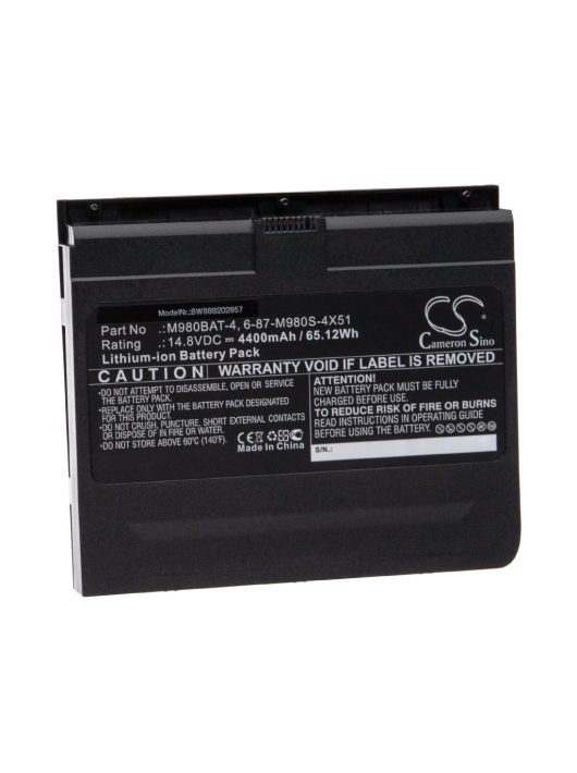 Clevo M980BAT-4, 6-87-M980S-4X51 notebook akkumulátor  - 4400 mAh 14,8 V Li-Ion