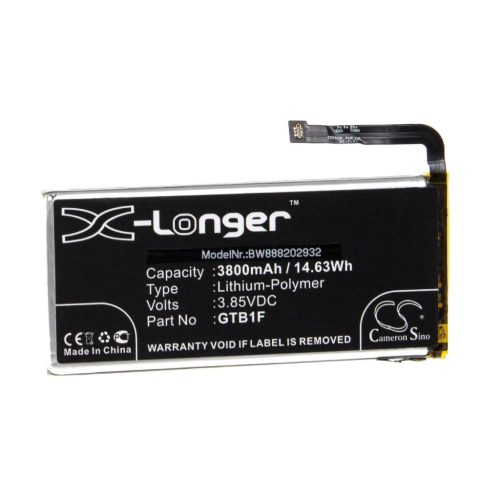 VHBW Mobile Phone Battery for Google GTB1F - 3800 mAh 3.85 V Li-Polymer - Smartphone Battery