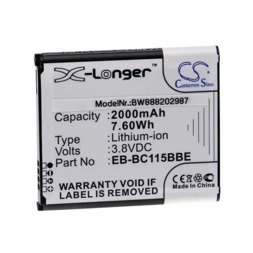 VHBW Mobile Phone Battery Samsung EB-BC115BBC, EB-BC115BBE - 2000 mAh 3.8 V Li-Ion
