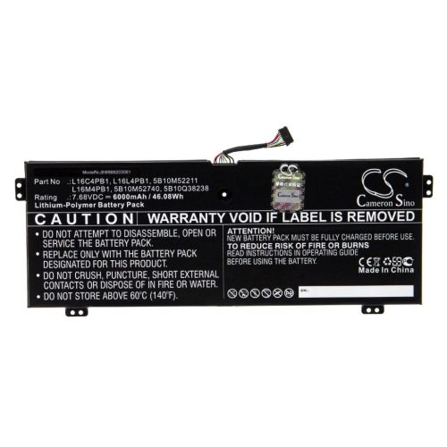 Notebook akkumulátor  Lenovo 5B10Q38238, 5B10M52740, 5B10M52211 - 6000 mAh 7,68 V Li-polymer