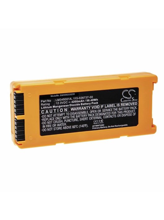 Mindray 022-000124-00, 115-026737-00 Akkumulátor - 4200 mAh 12 V Li-MnO2