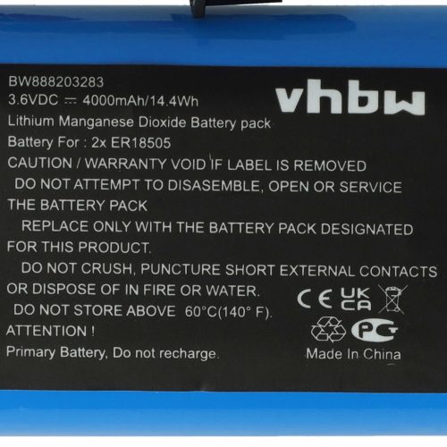 VHBW Alarmanlagen Akku Visonic 103-304742-2, 2XER18505M - 4000 mAh 3,6 V Li-SOCl2
