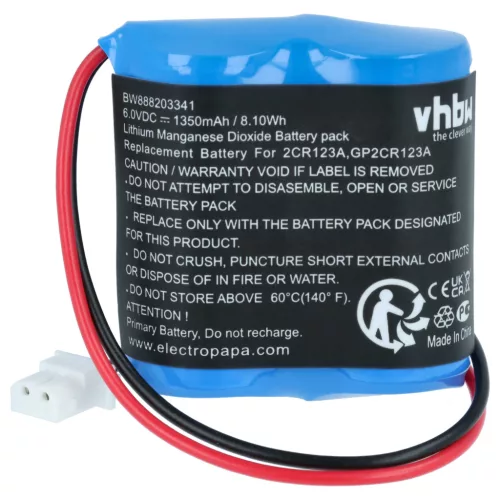 VHBW Bewegungsmelder Akku Visonic GP2CR123A, EVE2CR17450-C, 103-302915, 103-302891 - 1350 mAh 6 V Li-MnO2