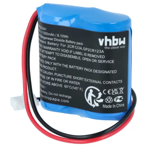 VHBW Bewegungsmelder Akku Visonic GP2CR123A, EVE2CR17450-C, 103-302915, 103-302891 - 1350 mAh 6 V Li-MnO2