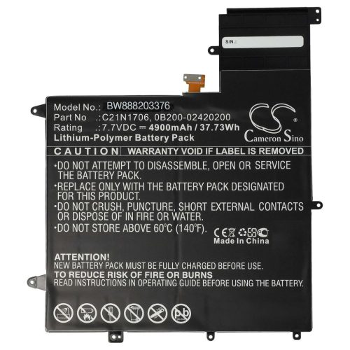 Notebook akkumulátor  Asus 0B200-02420200, C21N1706 - 4900 mAh 7,7 V Li-polymer