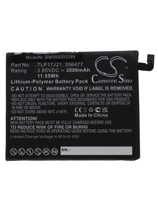 Mobiltelefon akkumulátor Wiko TLP17J21, 356477 - 3000 mAh 3,85 V Li-polimerhez - Okostelefon akkumulátor