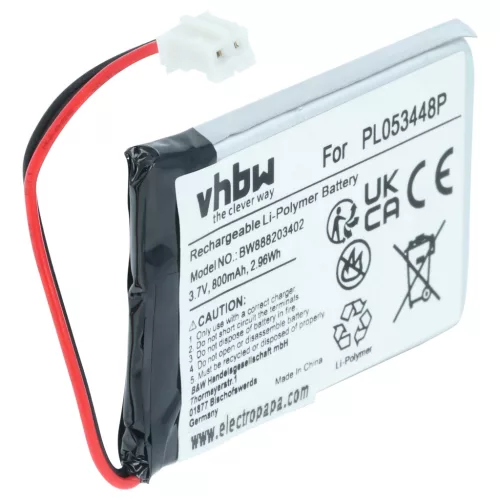 VHBW Helm Akku Nolan PL053448P - 800 mAh 3,7 V Li-Polymer