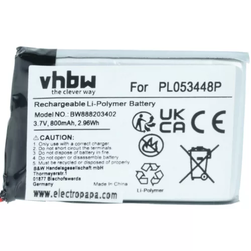 VHBW Helm Akku Nolan PL053448P - 800 mAh 3,7 V Li-Polymer