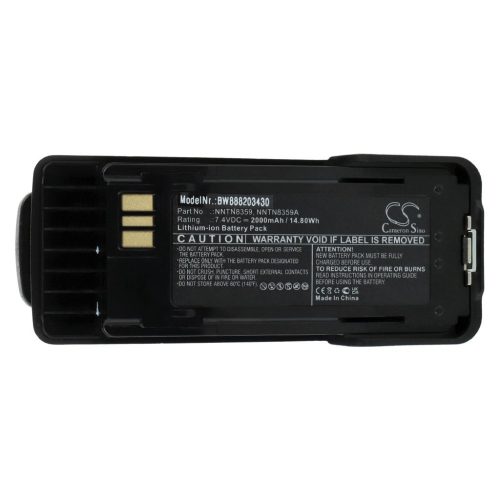VHBW Radio Akku Motorola NNTN8359A, NNTN8359, NNTN8359C - 2000 mAh 7,4 V Li-Ion + Gürtelclip
