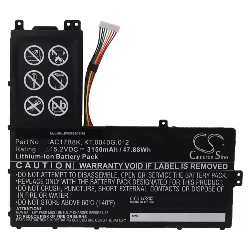 VHBW Notebook akkumulátor  Acer AC17B8K, KT.0040G.012 - 3150 mAh 15,2 V Li-Ion