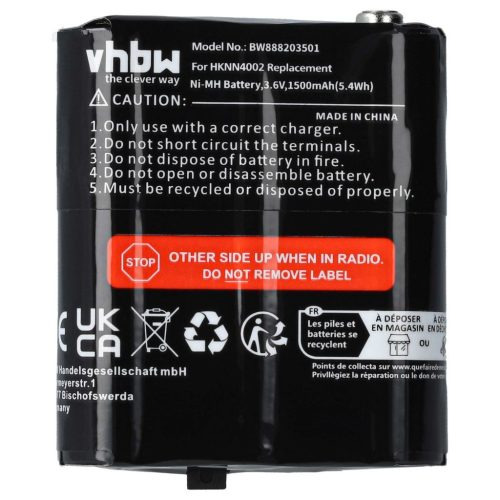 VHBW Radioakku Motorola 4002A, 56315, AP-4002, AP-4002H, 1532, 53615 - 1500 mAh 3,6 V NiMH