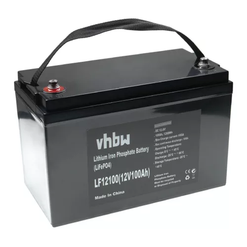 VHBW Onboard Battery for Caravans, Boats, Motorhomes, Solar Systems - 100 Ah 12.8 V LiFePO4