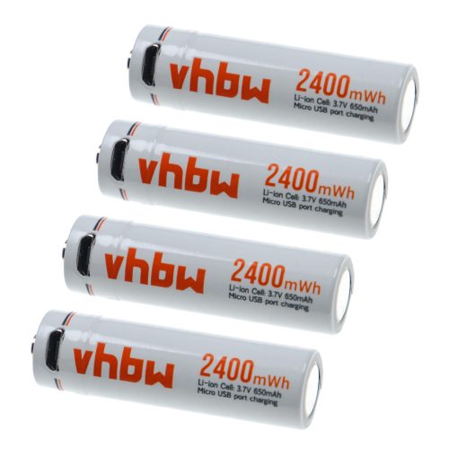 VHBW AAA Micro Battery - 650 mAh 1.5 V Li-Ion + Micro-USB connection