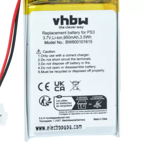 VHBW Gamepad Akku Lip1359, Lip1859, Lip1472 - 950 mAh 3,7 V Li-Ion