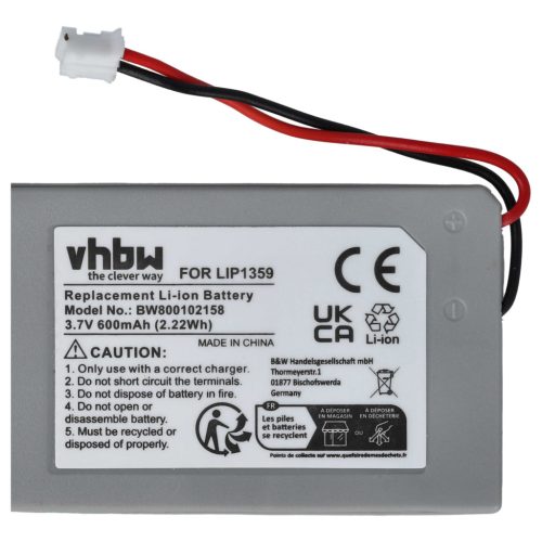 VHBW Gamer Joypad Akku Lip1359, Lip1859, Lip1472 - 600 mAh 3,7 V Li-Ion