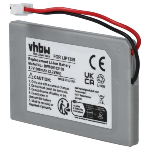 VHBW Gamer Joypad Akku Lip1359, Lip1859, Lip1472 - 600 mAh 3,7 V Li-Ion