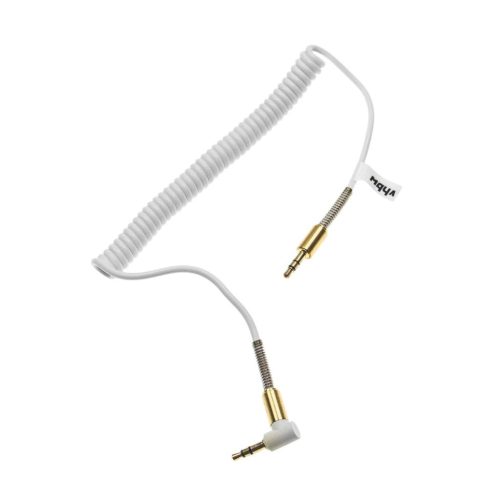 3,5 mm AUX Audio Kábel Jack Adapter, Apa-Apa, Aranyozott, Derékszögű, Arany/Fehér