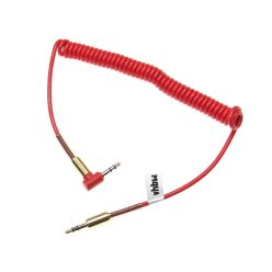   VHBW 3,5 mm AUX Audio Kabel Jack Adapter - Stecker-Stecker, Vergoldet, Rechtwinklig, Gold/Rot