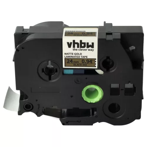 VHBW Brother TZE-MQ851 Label Tape - 24 mm, Black-Matt Gold