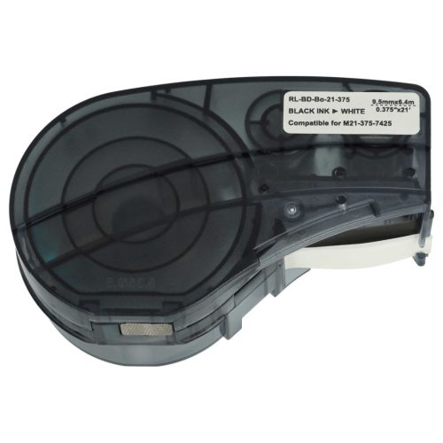 VHBW Brady M21-375-7425 Címkeszalag, 9,5 mm, Fekete-Fehér, Polipropilén