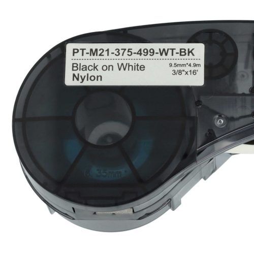 VHBW Brady M21-375-499 Címkeszalag - 9,53 mm, Fekete-Fehér, Nejlon Szövetpoliamid