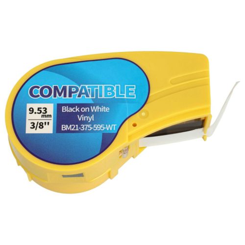 VHBW Brady M21-375-595-WT Címkeszalag - 9,35 mm, Fekete-Fehér, Vinil