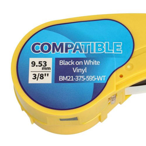 VHBW Brady M21-375-595-WT Címkeszalag - 9,35 mm, Fekete-Fehér, Vinil