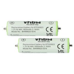   Electric Razor 2x Battery replaces Braun 67030923, HR-AAUV, 7030923, 67030834, 67030165 - 1800 mAh 1.2 V NiMH