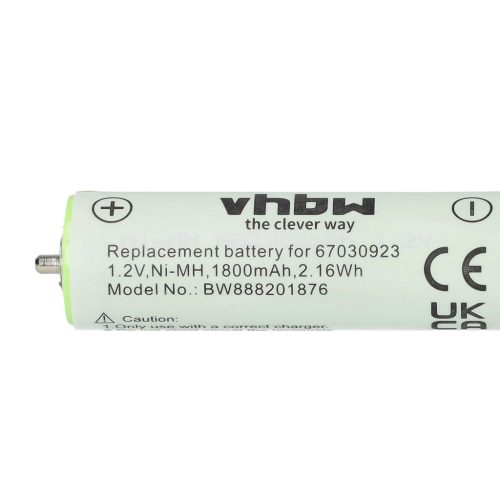 Electric Razor 2x Battery replaces Braun 67030923, HR-AAUV, 7030923, 67030834, 67030165 - 1800 mAh 1.2 V NiMH