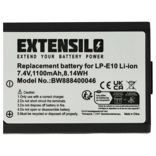 VHBW Camera Battery LP-E10 - 1100 mAh 7.4 V Li-Ion