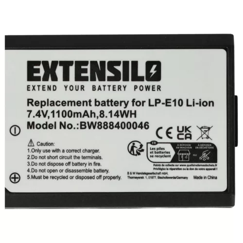 VHBW Kamera Akku Canon LP-E10 - 1100 mAh 7,4 V Li-Ion