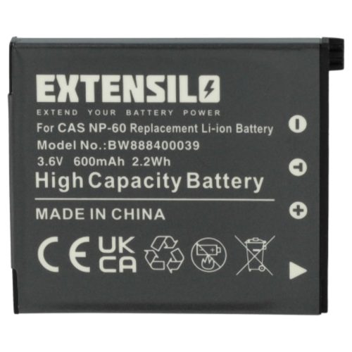 VHBW Kamera Akku Casio NP-60 - 600 mAh 3,7 V Li-Ion