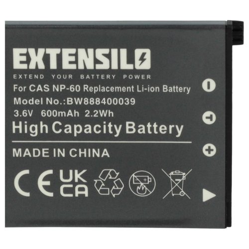 VHBW Akku für Casio NP-60 - 600 mAh 3,7 V Li-Ion