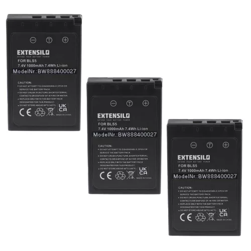 VHBW Camera Battery PS-BLS5, BLS50, BLS-5, BLS-50 - 1000 mAh 7.4 V Li-Ion