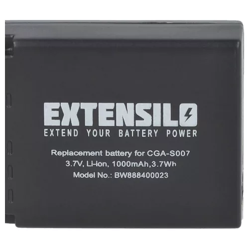 VHBW Kamera Akku CGA-S007E, CGA-S007A/B, CGA-S007, CGA-S007A/1B - 1000 mAh 3,7 V Li-Ion
