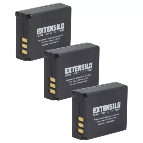 VHBW Camera Battery CGA-S007E, CGA-S007A/B, CGA-S007, CGA-S007A/1B - 1000 mAh 3.7 V Li-Ion