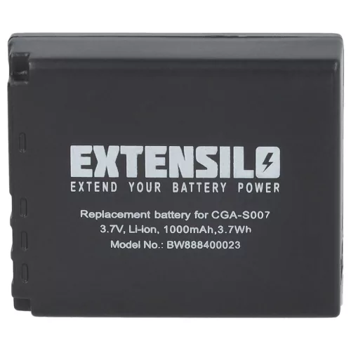 VHBW Camera Battery CGA-S007E, CGA-S007A/B, CGA-S007, CGA-S007A/1B - 1000 mAh 3.7 V Li-Ion