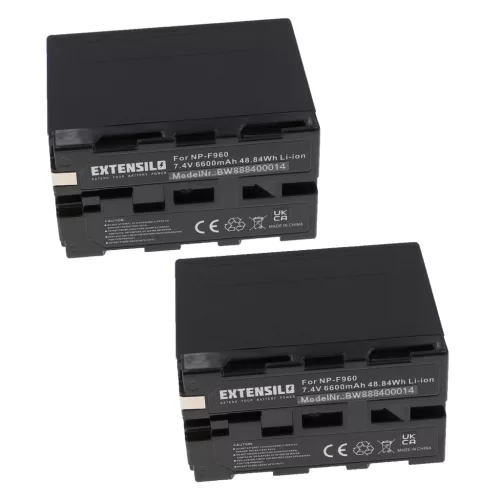 2x Battery replaces Sony NP-730, NP-F550, NP-530, NP-930, NP-F530, NP-F330, NP-F570 - 6600mAh, 7.4V, Li-Ion