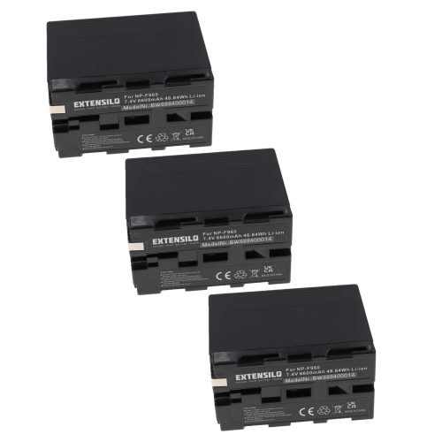 3x Battery replaces Sony NP-730, NP-F550, NP-530, NP-930, NP-F530, NP-F330, NP-F570 - 6600mAh, 7.4V, Li-Ion