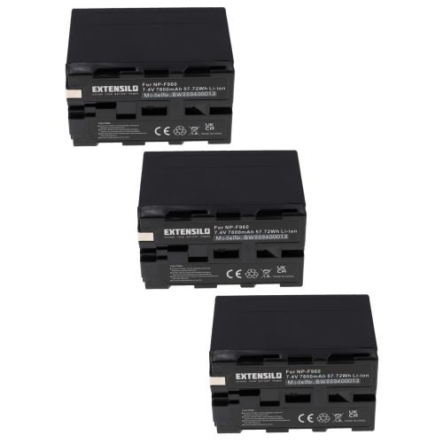 3x Battery replaces Grundig BP-10, BP-9, BP-8 - 7800mAh, 7.4V, Li-Ion