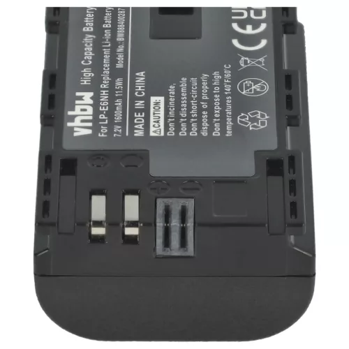 VHBW Akku Canon LP-E6, LP-E6NH - 1600 mAh 7,2 V Li-Ion