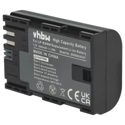 VHBW Akku Canon LP-E6, LP-E6NH - 1600 mAh 7,2 V Li-Ion