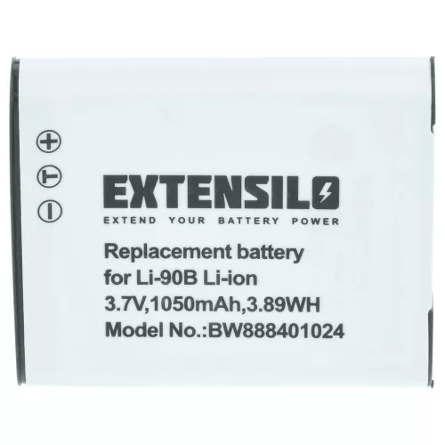 VHBW Battery Olympus Li-92B, Li-90B - 1050 mAh 3.7 V Li-Ion
