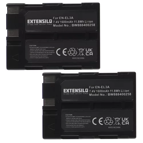 VHBW Camera Battery EN-EL3, EN-EL3a - 1600 mAh 7.4 V Li-Ion