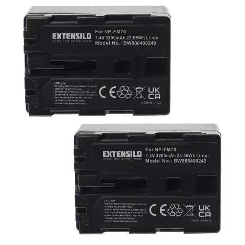 VHBW Battery Sony NP-FM55H, NP-FM91, NP-FM90, NP-FM70, NP-FM50, NP-FM30 - 3200 mAh 7.4 V Li-Ion